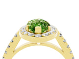 Yellow gold Marquise Cut Halo Diamond Ring with Pavé Band and Three-Prong Setting_4