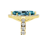 Yellow gold Marquise Cut Halo Diamond Ring with Pavé Band and Three-Prong Setting_5