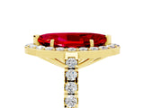 Yellow gold Marquise Cut Halo Diamond Ring with Pavé Band and Three-Prong Setting_5