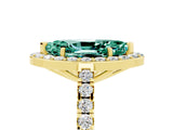 Yellow gold Marquise Cut Halo Diamond Ring with Pavé Band and Three-Prong Setting_5