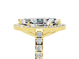 Yellow gold Marquise Cut Halo Diamond Ring with Pavé Band and Three-Prong Setting_5