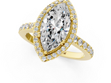 Yellow gold Marquise Cut Halo Diamond Ring with Pave Band and Four-Prong Setting_42