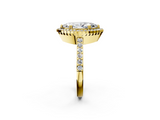 Yellow gold Marquise Cut Halo Diamond Ring with Pave Band and Four-Prong Setting_43