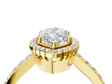 Yellow gold Marquise Cut Halo Diamond Ring with Pave Band and Four-Prong Setting_45