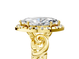 Yellow gold Marquise Cut Halo Diamond Ring with Scrollwork Band and Four-Prong Setting_88