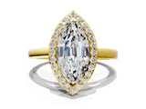 Yellow gold Marquise Cut Halo Diamond Ring with Solitaire Band and Prong Setting_13