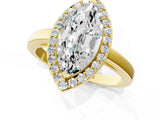 Yellow gold Marquise Cut Halo Diamond Ring with Solitaire Band and Prong Setting_14