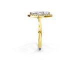 Yellow gold Marquise Cut Halo Diamond Ring with Solitaire Band and Prong Setting_15