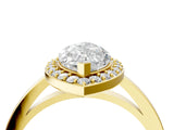 Yellow gold Marquise Cut Halo Diamond Ring with Solitaire Band and Prong Setting_17