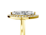 Yellow gold Marquise Cut Halo Diamond Ring with Solitaire Band and Prong Setting_18
