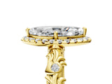 Yellow gold Marquise Cut Halo Diamond Solitaire with Filigree Band and Four-Prong Setting_12