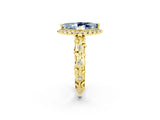 Yellow gold Marquise Cut Halo Diamond Solitaire with Filigree Band and Four-Prong Setting_2