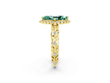 Yellow gold Marquise Cut Halo Diamond Solitaire with Filigree Band and Four-Prong Setting_2