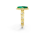 Yellow gold Marquise Cut Halo Diamond Solitaire with Filigree Band and Four-Prong Setting_2