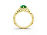 Yellow gold Marquise Cut Halo Diamond Solitaire with Filigree Band and Four-Prong Setting_3