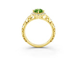 Yellow gold Marquise Cut Halo Diamond Solitaire with Filigree Band and Four-Prong Setting_3