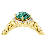 Yellow gold Marquise Cut Halo Diamond Solitaire with Filigree Band and Four-Prong Setting_4