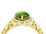 Yellow gold Marquise Cut Halo Diamond Solitaire with Filigree Band and Four-Prong Setting_4