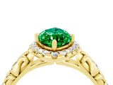 Yellow gold Marquise Cut Halo Diamond Solitaire with Filigree Band and Four-Prong Setting_4
