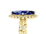 Yellow gold Marquise Cut Halo Diamond Solitaire with Filigree Band and Four-Prong Setting_5