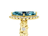 Yellow gold Marquise Cut Halo Diamond Solitaire with Filigree Band and Four-Prong Setting_5