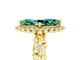 Yellow gold Marquise Cut Halo Diamond Solitaire with Filigree Band and Four-Prong Setting_5