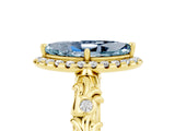 Yellow gold Marquise Cut Halo Diamond Solitaire with Filigree Band and Four-Prong Setting_5