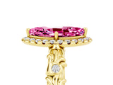 Yellow gold Marquise Cut Halo Diamond Solitaire with Filigree Band and Four-Prong Setting_5