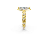 Yellow gold Marquise Cut Halo Diamond Solitaire with Filigree Band and Four-Prong Setting_9
