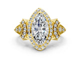 Yellow gold Marquise Cut Halo Diamond Split Shank Engagement Ring with Four-Prong Setting_13