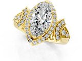 Yellow gold Marquise Cut Halo Diamond Split Shank Engagement Ring with Four-Prong Setting_14