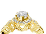 Yellow gold Marquise Cut Halo Diamond Split Shank Engagement Ring with Four-Prong Setting_17