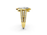 Yellow gold Marquise Cut Halo Diamond Split Shank Ring with Prong Setting_5