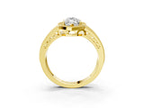 Yellow gold Marquise Cut Halo Diamond Split Shank Ring with Prong Setting_6