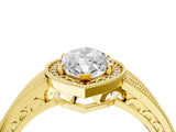 Yellow gold Marquise Cut Halo Diamond Split Shank Ring with Prong Setting_7