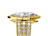 Yellow gold Marquise Cut Halo Diamond Split Shank Ring with Prong Setting_8