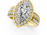 Yellow gold Marquise Cut Halo Diamond Split Shank Ring with Scalloped Prong Setting_4