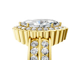 Yellow gold Marquise Cut Halo Diamond Split Shank Ring with Scalloped Prong Setting_8