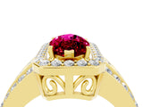 Yellow gold Marquise Cut Halo Garnet Ring with Split Shank and Four-Prong Setting_4