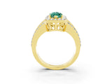 Yellow gold Marquise Cut Halo Green Sapphire Ring with Split Shank and Four-Prong Setting_3