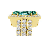 Yellow gold Marquise Cut Halo Green Sapphire Ring with Split Shank and Four-Prong Setting_5