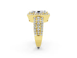Yellow gold Marquise Cut Halo Moissanite Ring with Split Shank and Four-Prong Setting_2