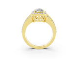 Yellow gold Marquise Cut Halo Moissanite Ring with Split Shank and Four-Prong Setting_3