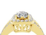 Yellow gold Marquise Cut Halo Moissanite Ring with Split Shank and Four-Prong Setting_4