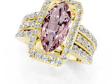 Yellow gold Marquise Cut Halo Morganite Ring with Split Shank and Four-Prong Setting_1