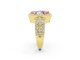 Yellow gold Marquise Cut Halo Morganite Ring with Split Shank and Four-Prong Setting_2