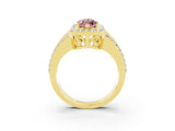 Yellow gold Marquise Cut Halo Morganite Ring with Split Shank and Four-Prong Setting_3