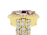 Yellow gold Marquise Cut Halo Morganite Ring with Split Shank and Four-Prong Setting_5