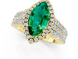 Yellow gold Marquise Cut Halo Pavé Diamond Engagement Ring with Split Shank and Four-Prong Setting_1