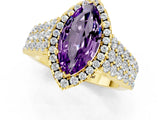 Yellow gold Marquise Cut Halo Pavé Diamond Engagement Ring with Split Shank and Four-Prong Setting_1